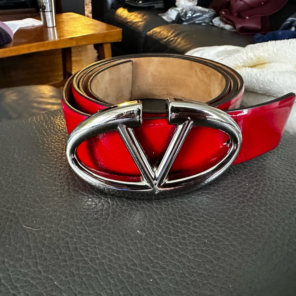 Valentino Red Patent Leather Belt